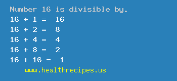 Number 16 is divisible by the following numbers