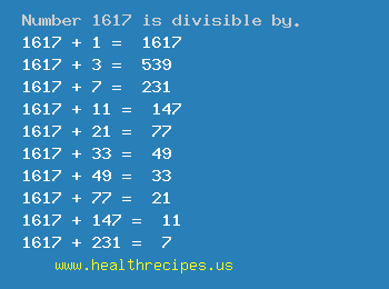 Number 1617 is divisible by the following numbers