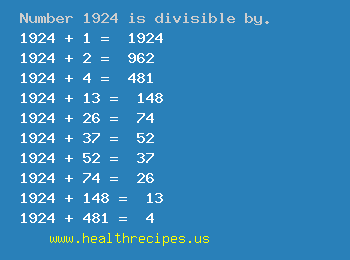 Number 1924 is divisible by the following numbers