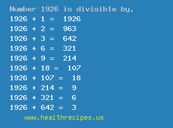 Number 1926 is divisible by the following numbers