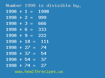 Number 1998 is divisible by the following numbers