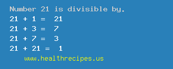 Number 21 is divisible by the following numbers