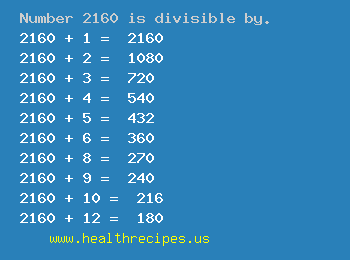 Number 2160 is divisible by the following numbers