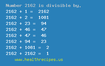 Number 2162 is divisible by the following numbers