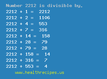 Number 2212 is divisible by the following numbers