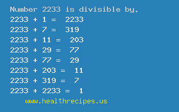 Number 2233 is divisible by the following numbers