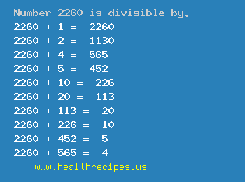 Number 2260 is divisible by the following numbers