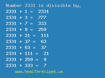 Number 2331 is divisible by the following numbers