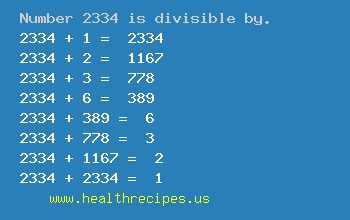 Number 2334 is divisible by the following numbers