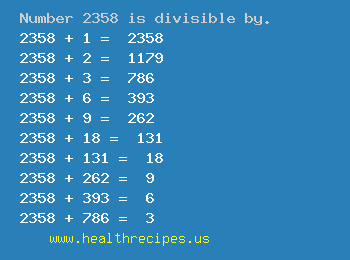 Number 2358 is divisible by the following numbers