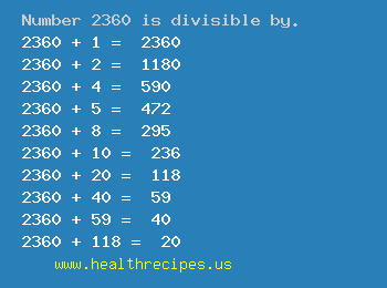 Number 2360 is divisible by the following numbers