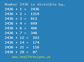 Number 2436 is divisible by the following numbers