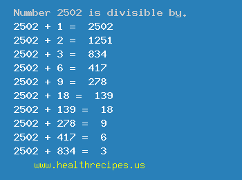 Number 2502 is divisible by the following numbers