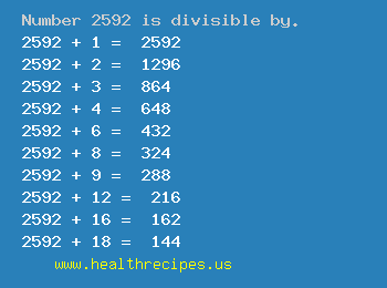 Number 2592 is divisible by the following numbers