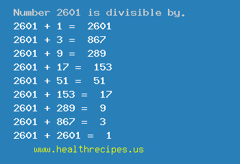 Number 2601 is divisible by the following numbers