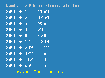 Number 2868 is divisible by the following numbers