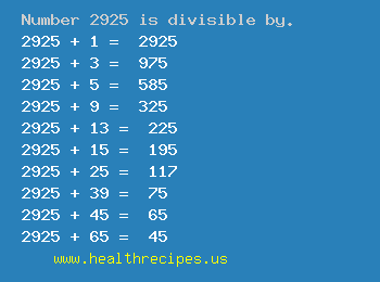 Number 2925 is divisible by the following numbers
