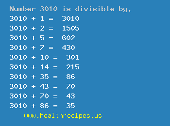 Number 3010 is divisible by the following numbers
