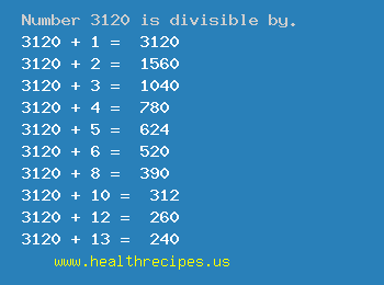 Number 3120 is divisible by the following numbers