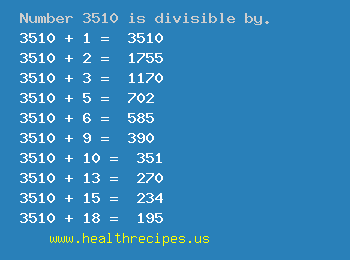 Number 3510 is divisible by the following numbers