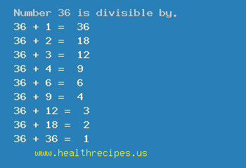 Number 36 is divisible by the following numbers