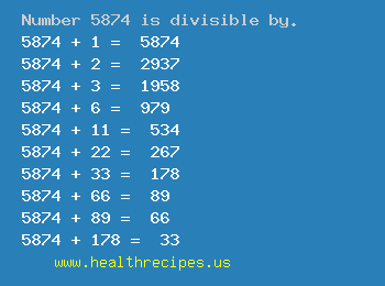 Number 5874 is divisible by the following numbers