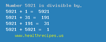 Number 5921 is divisible by the following numbers