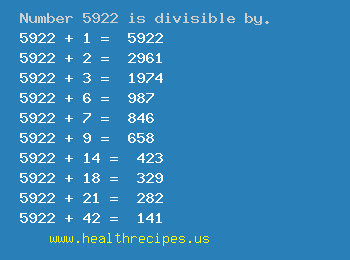 Number 5922 is divisible by the following numbers