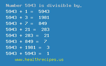 Number 5943 is divisible by the following numbers