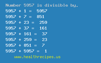 Number 5957 is divisible by the following numbers