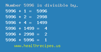 Number 5996 is divisible by the following numbers