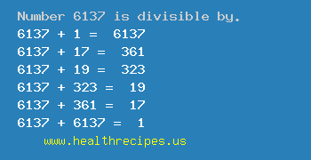 Number 6137 is divisible by the following numbers