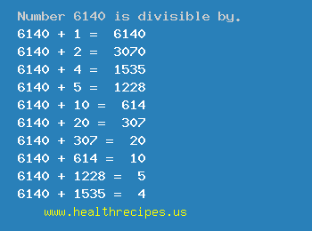 Number 6140 is divisible by the following numbers
