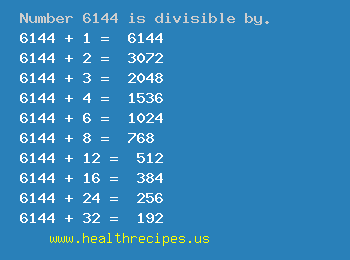 Number 6144 is divisible by the following numbers