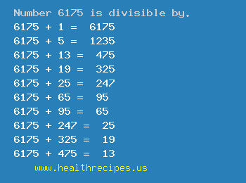 Number 6175 is divisible by the following numbers