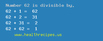Number 62 is divisible by the following numbers