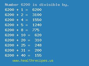Number 6200 is divisible by the following numbers