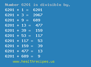 Number 6201 is divisible by the following numbers