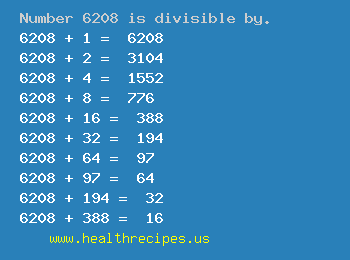 Number 6208 is divisible by the following numbers