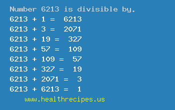 Number 6213 is divisible by the following numbers