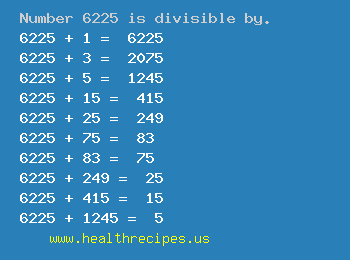 Number 6225 is divisible by the following numbers