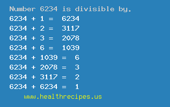 Number 6234 is divisible by the following numbers