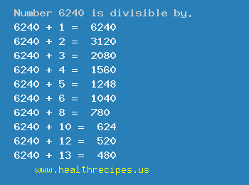 Number 6240 is divisible by the following numbers