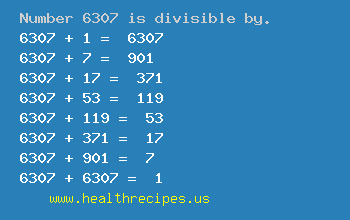 Number 6307 is divisible by the following numbers