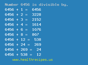 Number 6456 is divisible by the following numbers