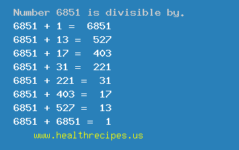 Number 6851 is divisible by the following numbers
