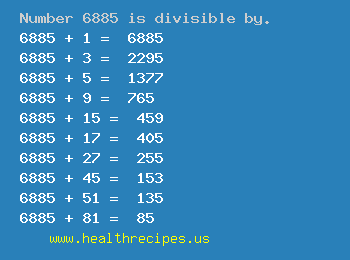Number 6885 is divisible by the following numbers