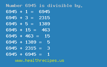 Number 6945 is divisible by the following numbers