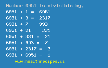 Number 6951 is divisible by the following numbers
