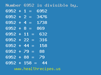 Number 6952 is divisible by the following numbers